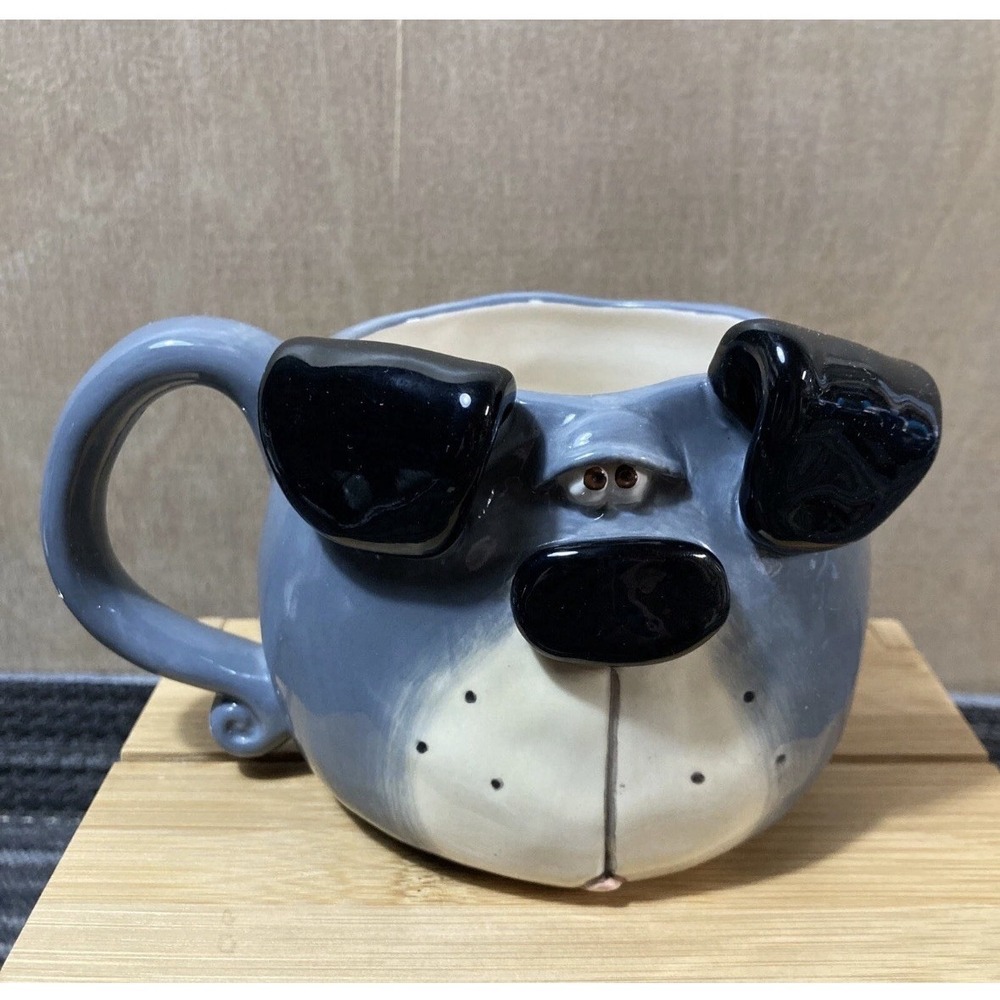 Russ Berrie Douglas Dog Ceramic Coffee Mug 3D Sculpted Blue Puppy 25520
